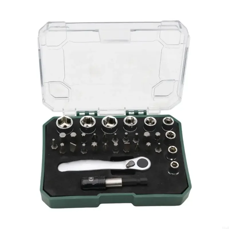 

32 In 1 Screwdriver Set With 72 Teeth Reversible Mechanism And 190 Degree Angled For Tight Areas