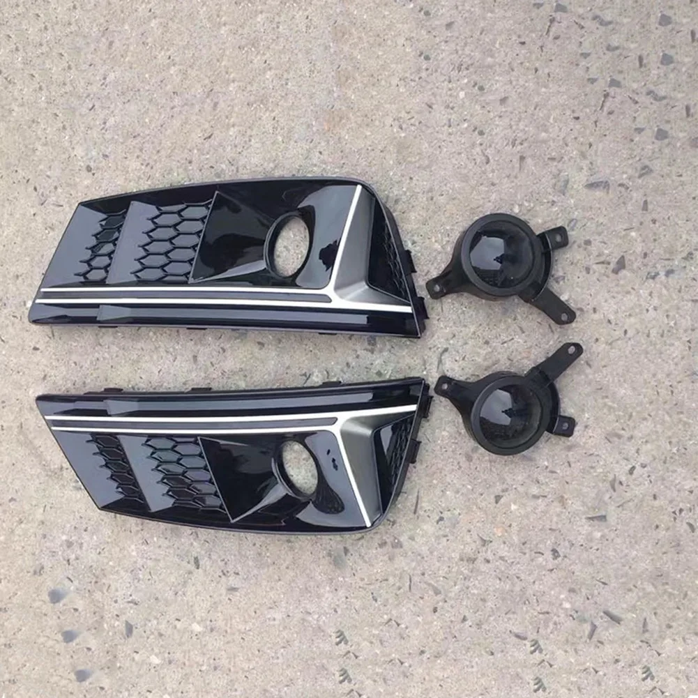 THIVN-For A4 A4L S4 B9 2017-2018 المصد الأمامي شبكة مصابيح الضباب فوجليت الحافة غطاء غطاء محرك السيارة