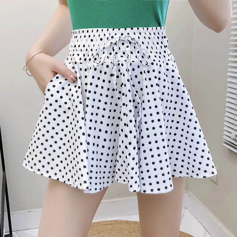 Women's Printed Short Skirts For Summer 2026 Korean High Waist White Chiffon Skirt Ladies Casual All-match Floral Pleated Skirts