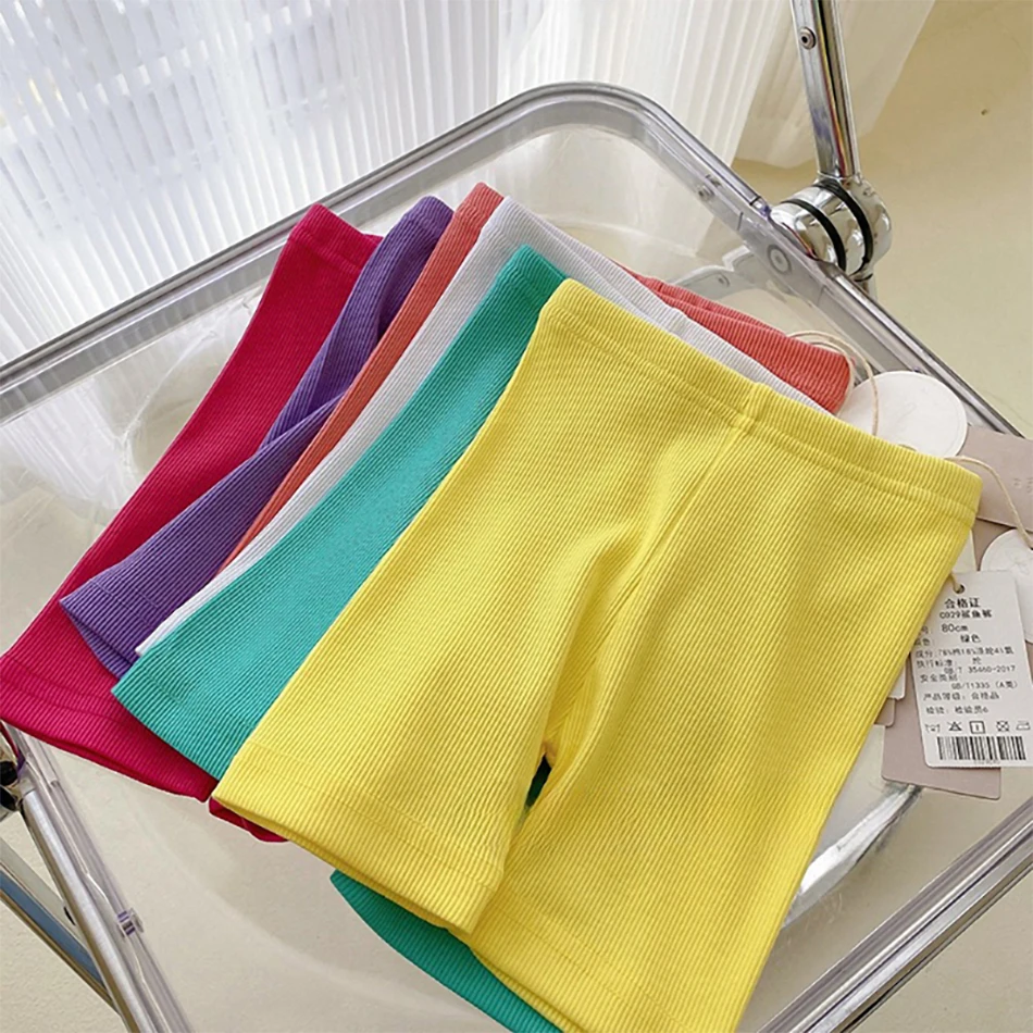 2-8T Kids Shorts Girls Candy Color Clothing Baby Elastic Waist Trousers Children Soft Fashion Safety Pants Casual Korean Bottoms