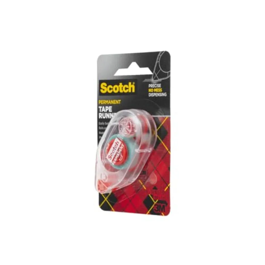 Double Sided Tape Runner 0.27 in x 26 ft White Perfect for Holiday Crafts Gifts and DIY 1-Pack