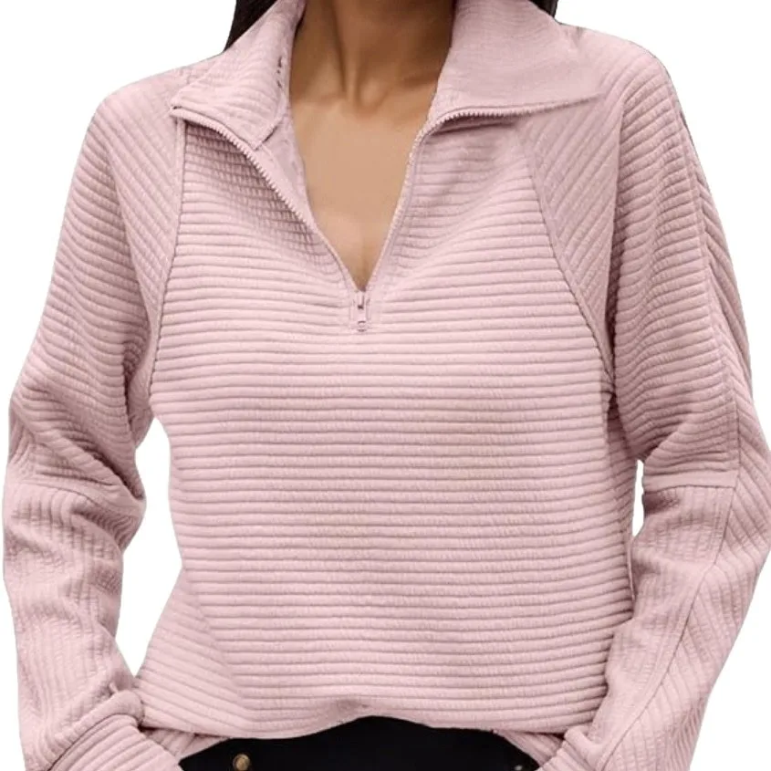 

Autumn Winter Loose Snake Bone Pattern Solid Stand Up Collar Zipper Hoodie Pullover Sweater Women