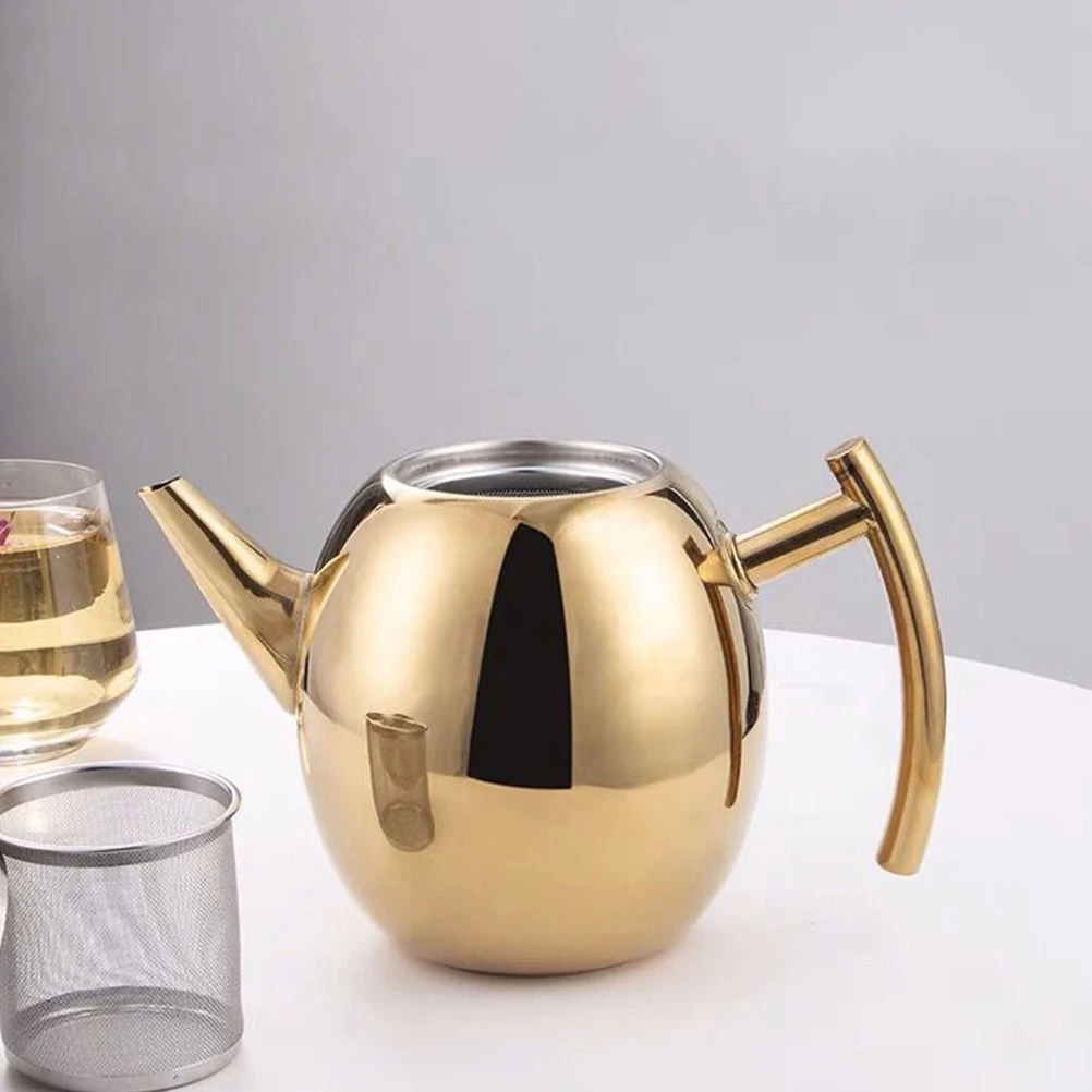 

1pcs Stainless Steel Teapot Small Portable Kettle With Handle Strainer For Home Office Hotel Tea Room Modern Metal Tea Pot