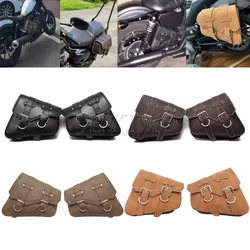 Motorcycle Universal Saddlebags Side Tool Bag PU Leather Luggage Saddle Bag Pouch For Harley Honda Suzuki Yamaha