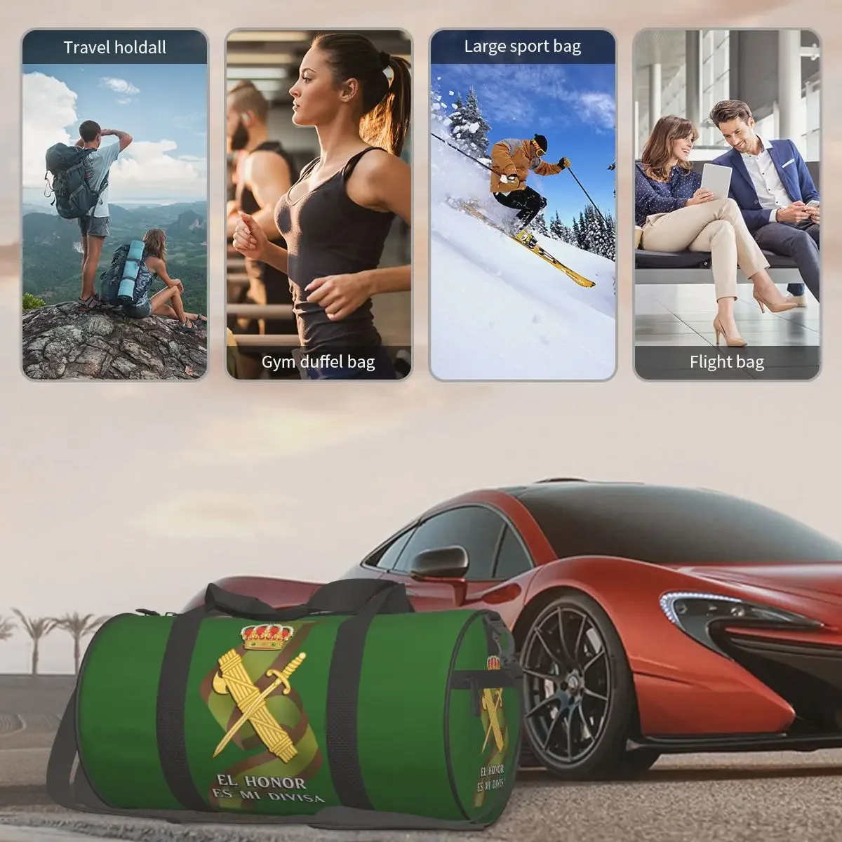 الحرس الاسباني المدنية اسبانيا العلم كبير واق من المطر حقيبة قاعة رياضة مقاوم للماء واق من المطر حقائب السفر حقائب اللياقة البدنية