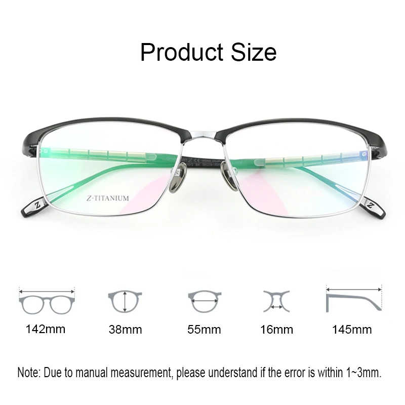 Pure Titanium Glasses Frame Men Square Business Eyeglasses ZT27013 Eyewear Women Gafa Spring Leg Japanese Designer Brand
