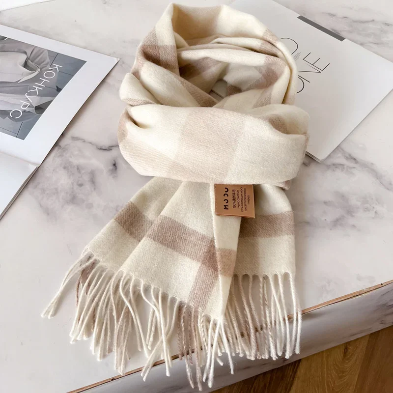 Wool Luxury Brands Classic England Style Women Scarf Fashion Stripe Plaid Scarves Tassel Shawls Pashmina Lady Wrap 32*180cm