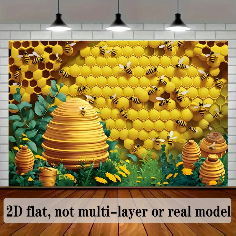 Decorative Bee Honeycomb Wall Tapestry Art Print Yellow Beehive Jungle Background Polyester Home Decor Wall Hanging Poster for