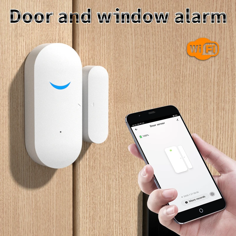 Tuya Smart Wifi Door Sensor Open / Close Detector App Notification Battery Operated Support Alexa Google Home No Need Hub