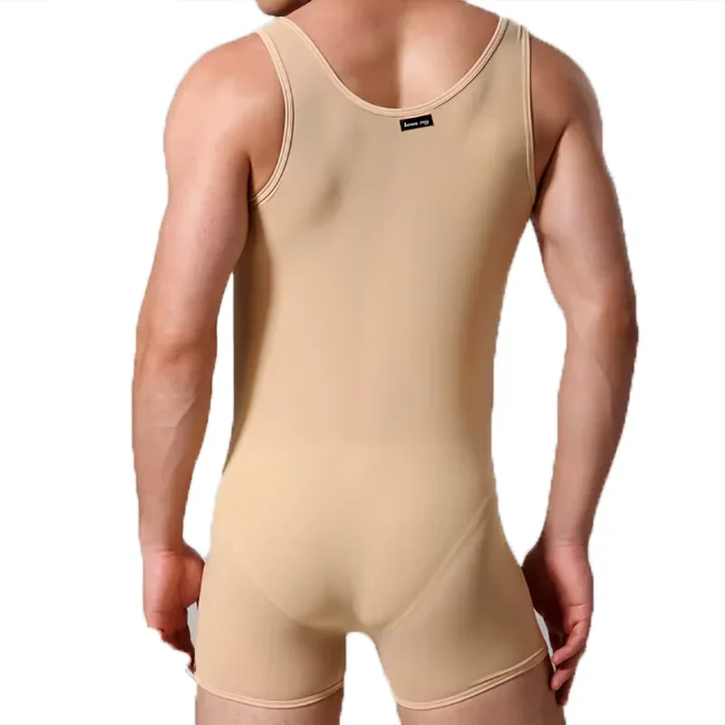 

Men's Sexy Undershirts Leotard Mesh Transparent Sheer Bodysuits Shorts Wrestling Singlet Jumpsuits Slip Homme Fishnet Underwear