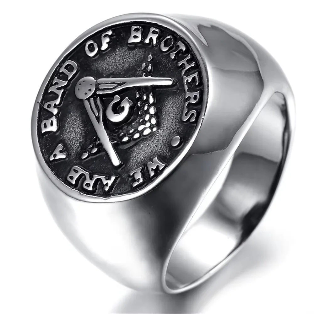 Vintage Men\'s Round Freemason Mason Templar Masonic Ring US SIZE 7/8/9/10/11/12/13/14/15