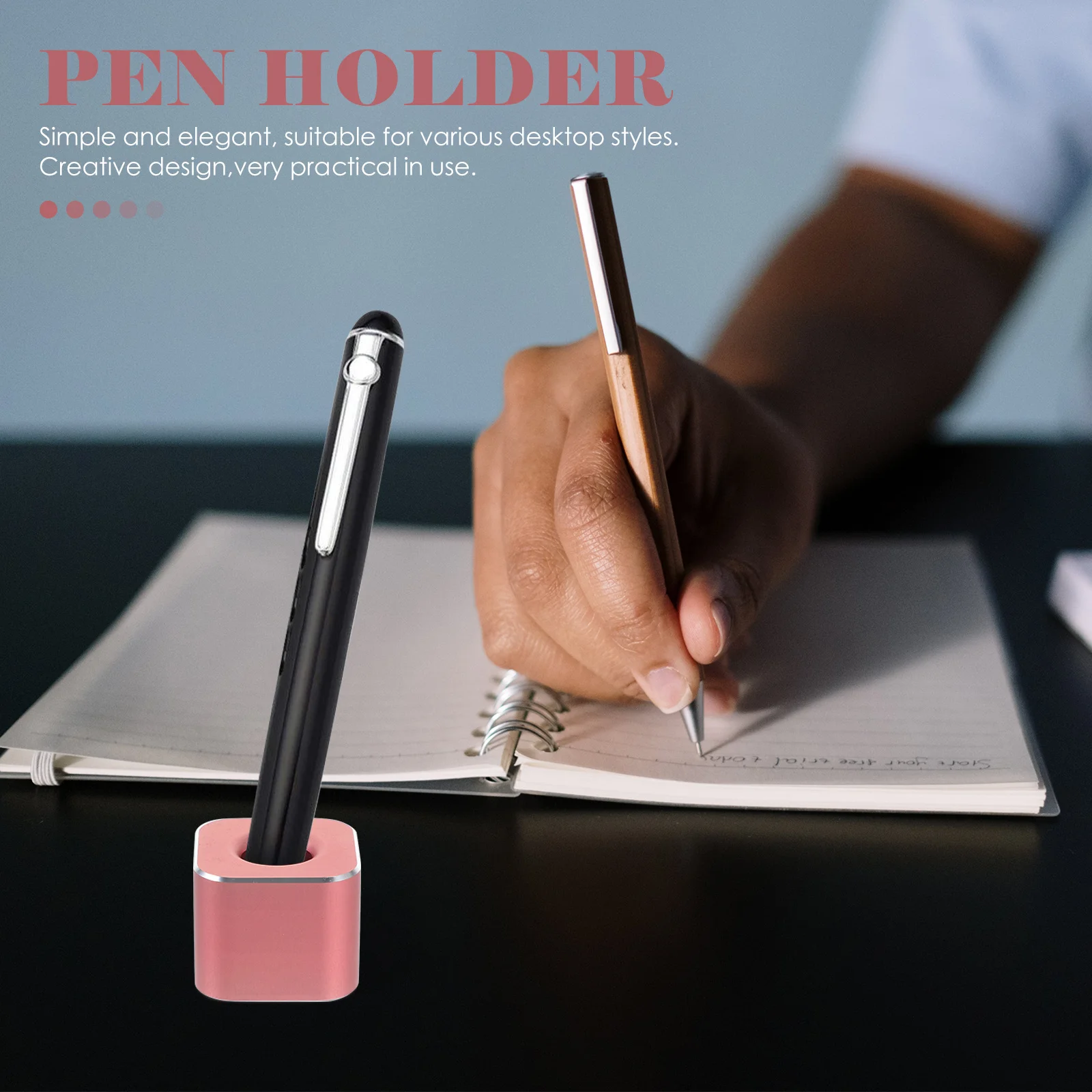 

Aluminum Alloy Metal Single Pen Holder Cube Signature Pen Storage Rack Desk Stand for Office Home Pencil Holder