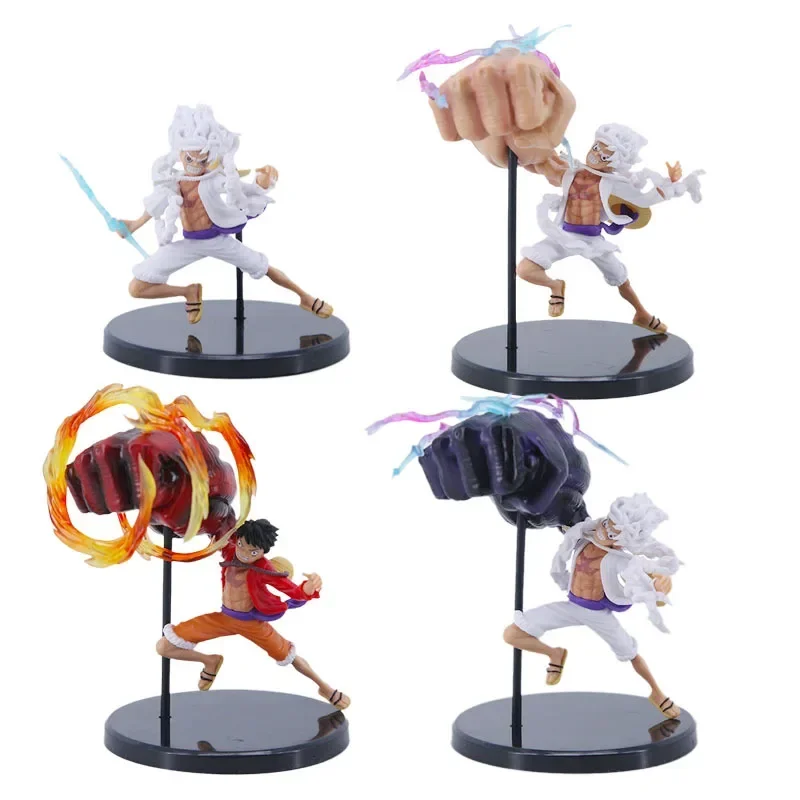 4pcs/set Anime One Piece Figures 4 Sun God Nika Model Big Fist Gear 4 Luffy Car Decoration Model Figurines Toys Gifts Ornament