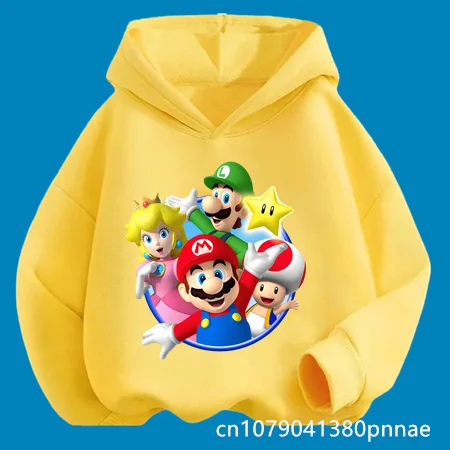 

Harajuku Baby Cartoon Children Spring Autumn Tops Super Mario Bros Hoodie Kids Clothes Girls Sweashirt Boys Long Sleeve Clothes