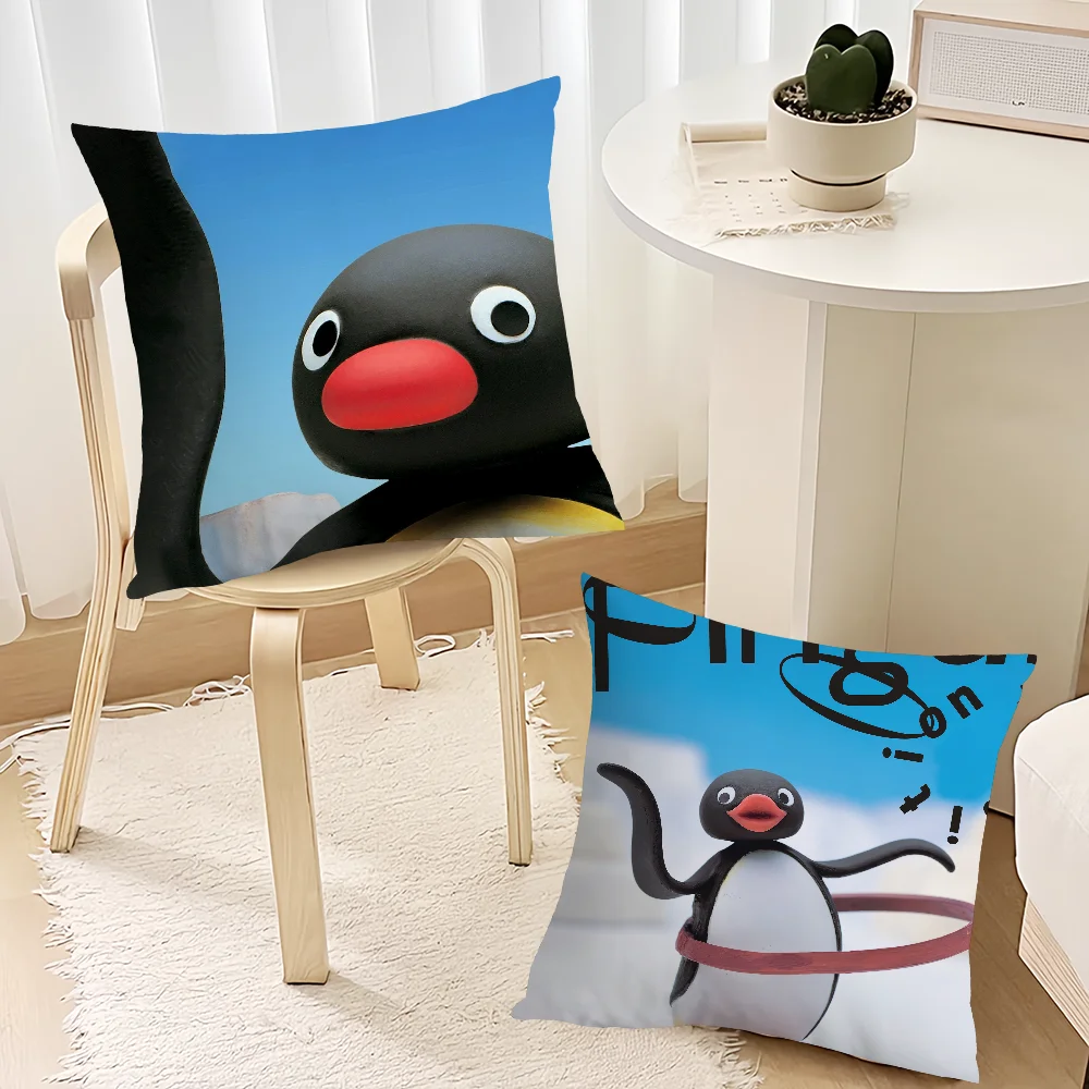 Cartoon P-Pinguss cushion cover Living Room Accent Couch Back Support Square Lounge Restful Nap Companion Pillow Case