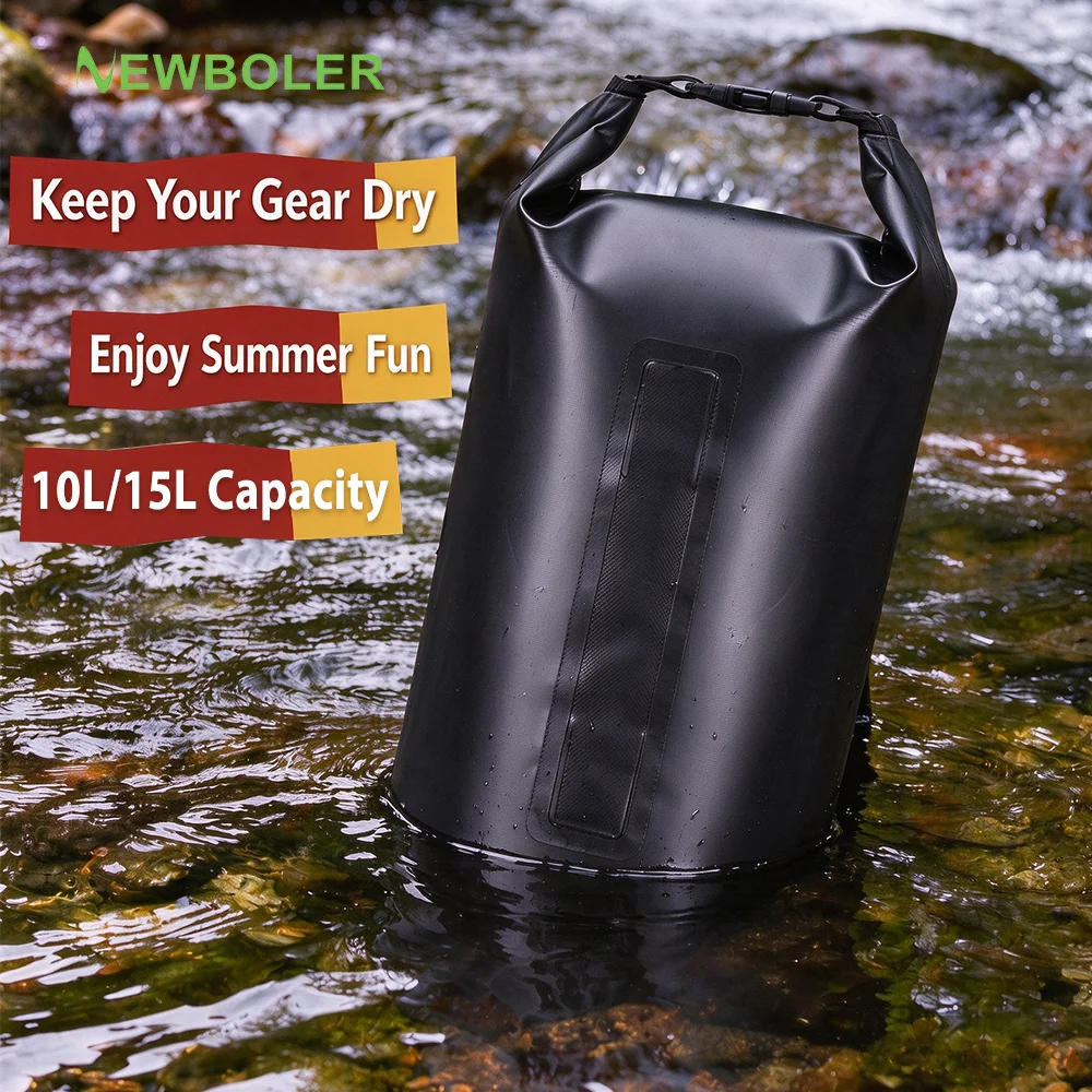 NEWBOLER 10L 15L Waterproof Dry Bag Backpack Wet Separation Pocket for Kayaking Boating Swimming Outdoor Sport