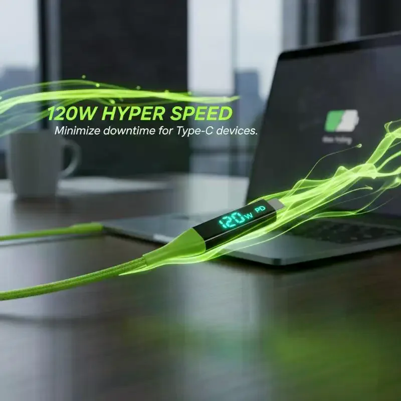 1/3Pcs 1.5 Meters Wire Type-C Digital Display Charger Cable, USB C To C 120W Fast Charging Power Display Cord for Phone 17