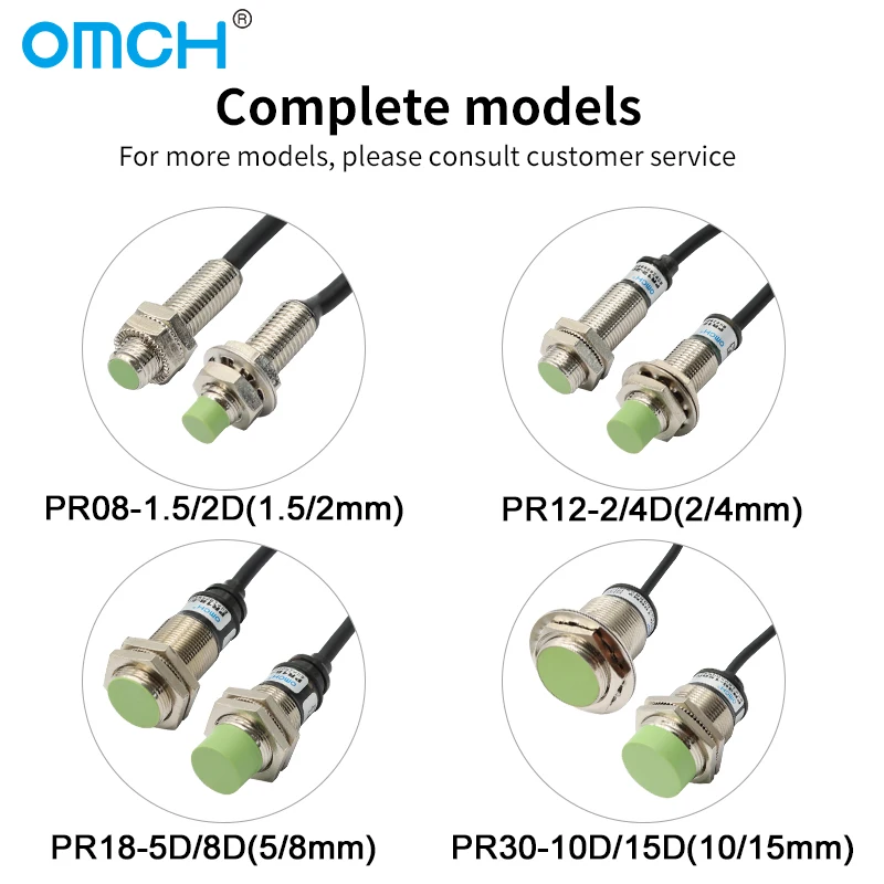 OMCH Autonics نوع الاستقرائي القرب التبديل الاستشعار PR08 12 18 30 مللي متر كشف المسافة 1.5/2 2/4 5/8 10/15 مللي متر PNP NPN NO NC