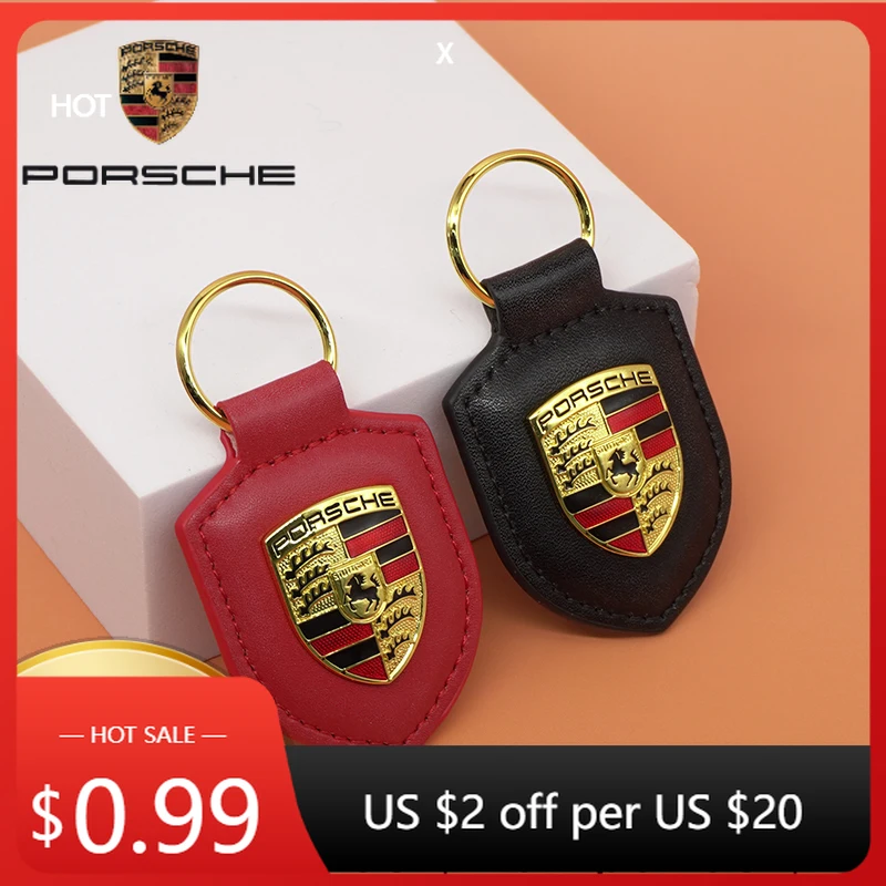 

Car Sticker For Porsche Cayman Cayenne 911 Macan Car Leather Keychain Shield Type 3D Emblem Key Ring For Porsche Panamera Cayen