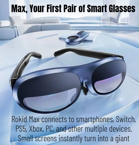 Rokid MAX AR Smart Glasses Micro-OLED 50° FOV 600 Nits 120Hz 0-600° Myopia 75g 215