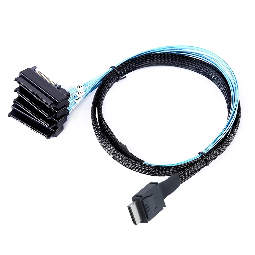 

MINI SAS SFF-8611 OCuLink PCIe 4I STR to SFF-8482 2 in 1 Connector 4X SAS 29Pin with SATA 15PIN Power for SSD Data Adapter Cable