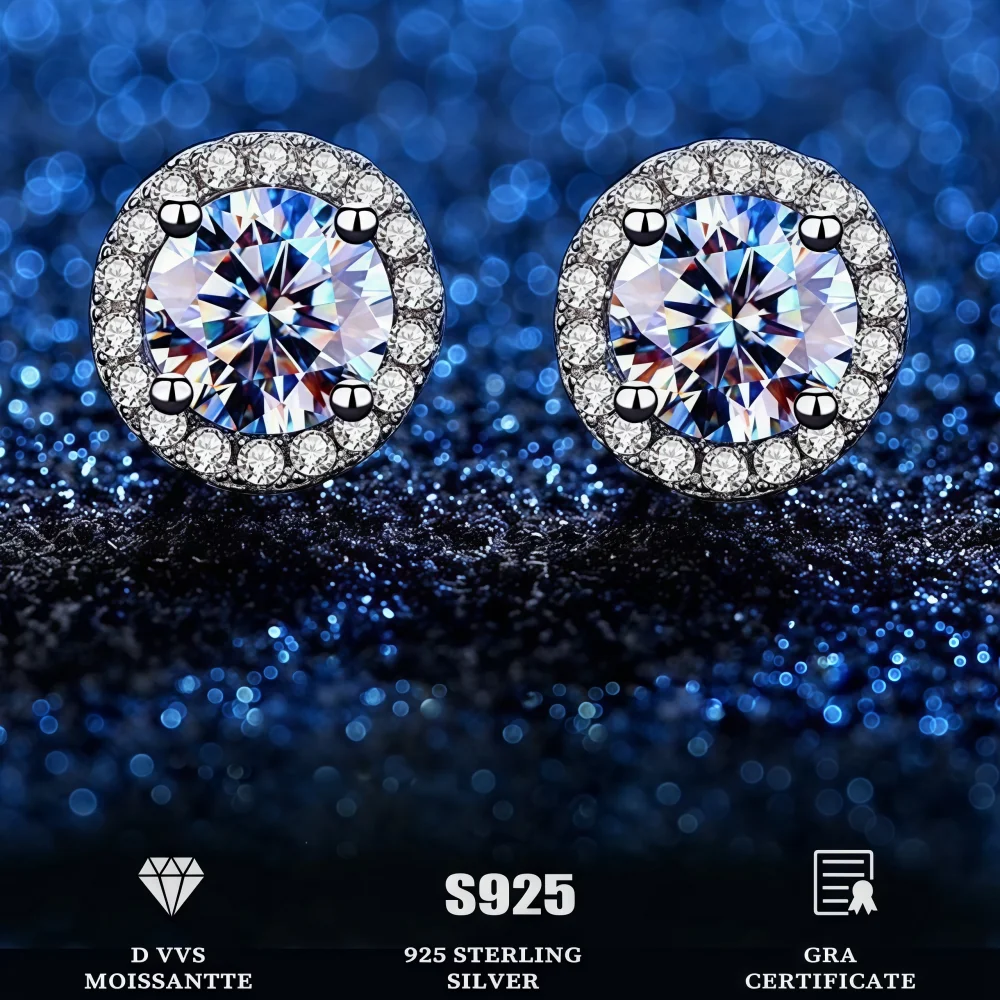

Classics 8mm Stud Earrings 925 Sterling Silver Moissanite Earrings for Women Engagement Wedding Valentines Gift