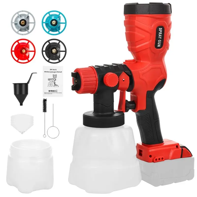 

【BLACK FRIDAY】Электрический распылитель краски с 2 контейнерами для аккумулятора 20 В, автомобильная мебель, стальное покрытие, аэрограф для DIY C