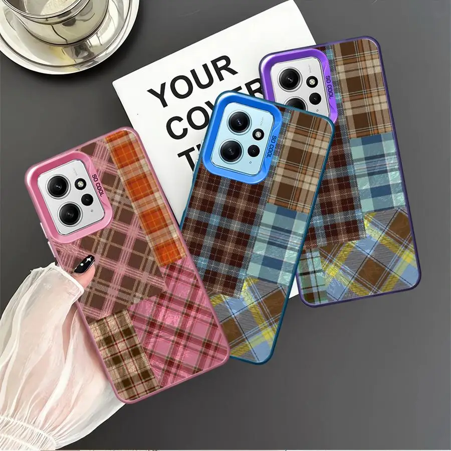 Retro Plaid Collage Phone Case for Xiaomi Mi 11 Lite 12T 13T Pro Poco X3 Pro F4 F3 GT X5 C50 C51 Soft Back Cover