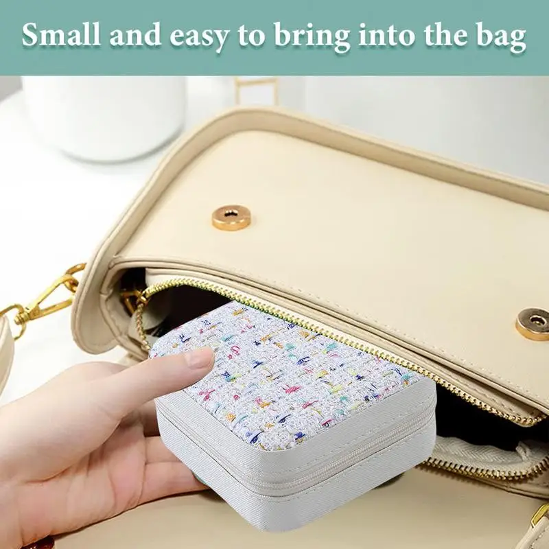 Portable Mini Jewelry Storage Box Travel Organizer Jewelry Case Leather Storage Earrings Necklace Ring Jewelry Organizer Display