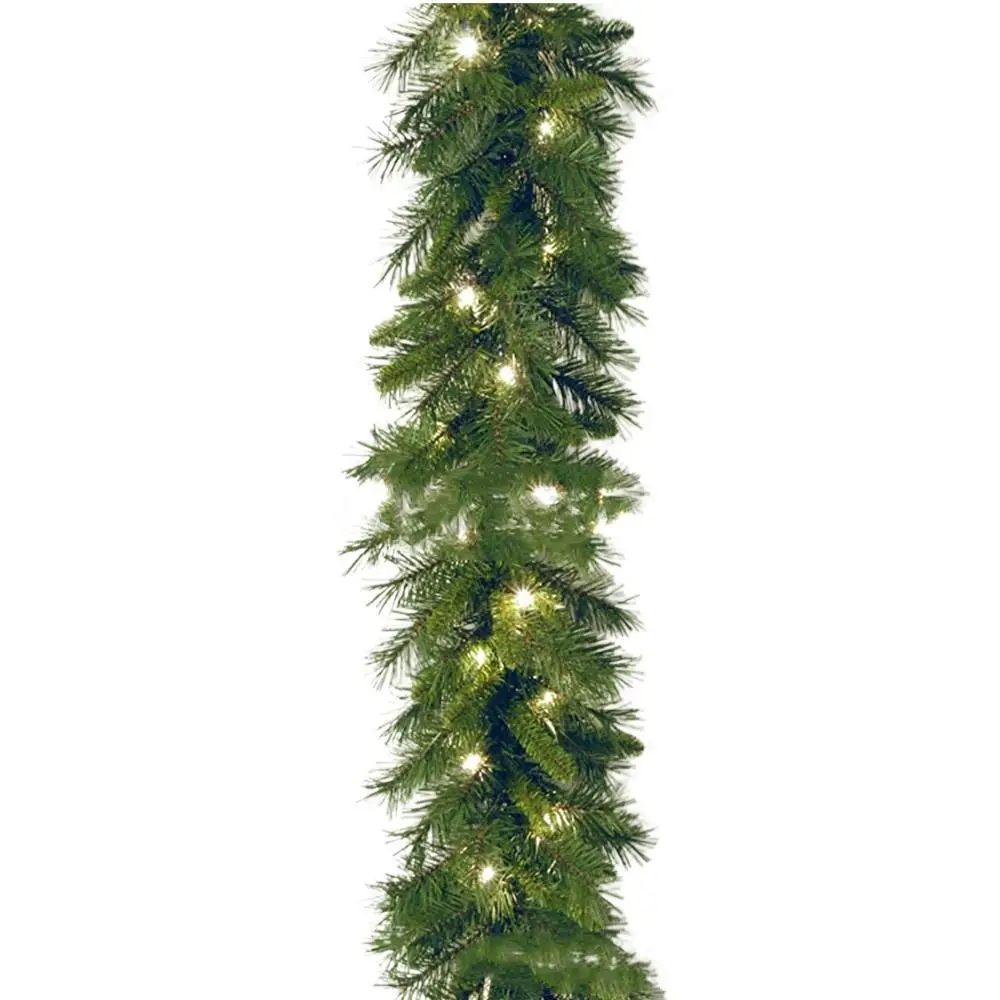 

30 LED Lights Christmas Garland Green Pine Cone Berry Red Fruit Illuminated Rattan Bendable 180cm/6 Feet