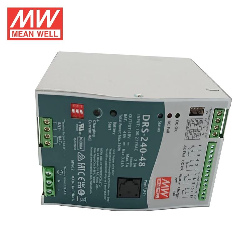 Mean Well din rail power supply DRS-240-48 uninterruptible power supplies (ups) 240w 48v for lead-acid and lithium-ion batteries