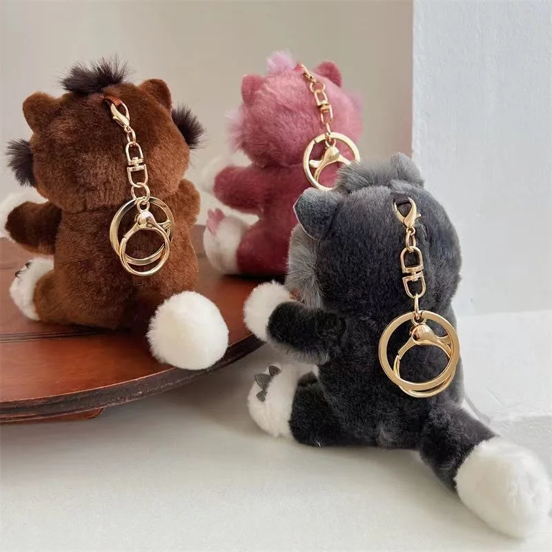 Funny Lucifer Cat keychain plush pendant creative cross-eyed kitten bag pendant doll small doll 12CM