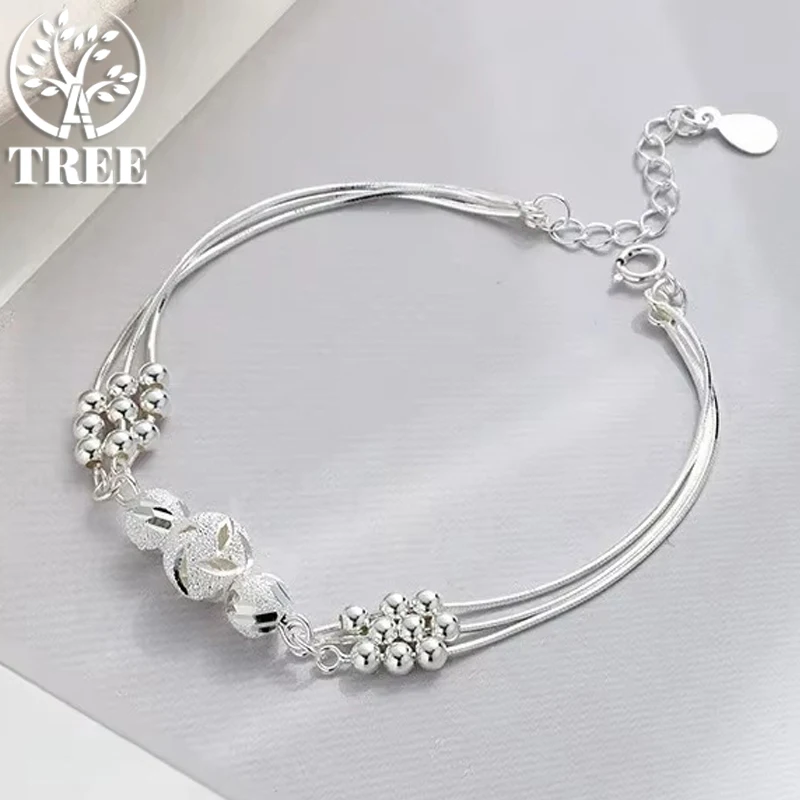 

ALITREE Luxury 925 Sterling Silver Bracelet for Woman Vintage Original Lucky Beads Ball Adjustable Bracelets Party Jewelery Gift