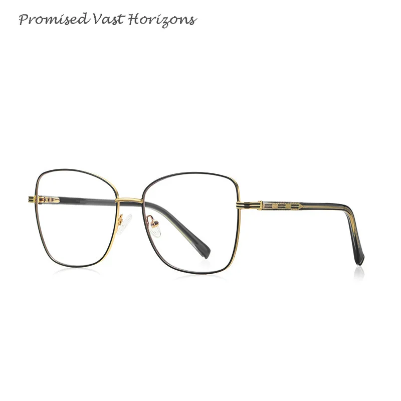 

Golden Brown Wine Color Metal Needle Insert Spring Hinge Decorative Woman Fashion Anti Blue Lights Filter Glasses Optical Frame