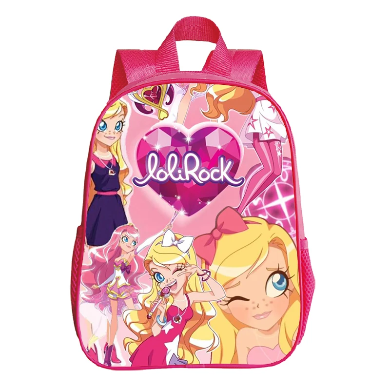 

Рюкзак LoliRock с героями мультфильмов, 12 дюймов, розовая сумка для книг, водонепроницаемая школьная сумка, сумки для детского сада для девочек, детские ортопедические рюкзаки, От 2 до 6 лет