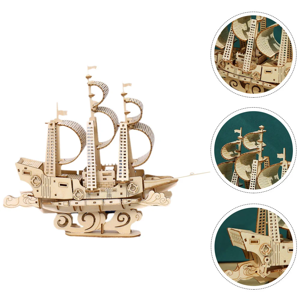 

Nautical Housewarming Gift Wooden Sailboat Toy Ship Puzzle Three-dimensional Model