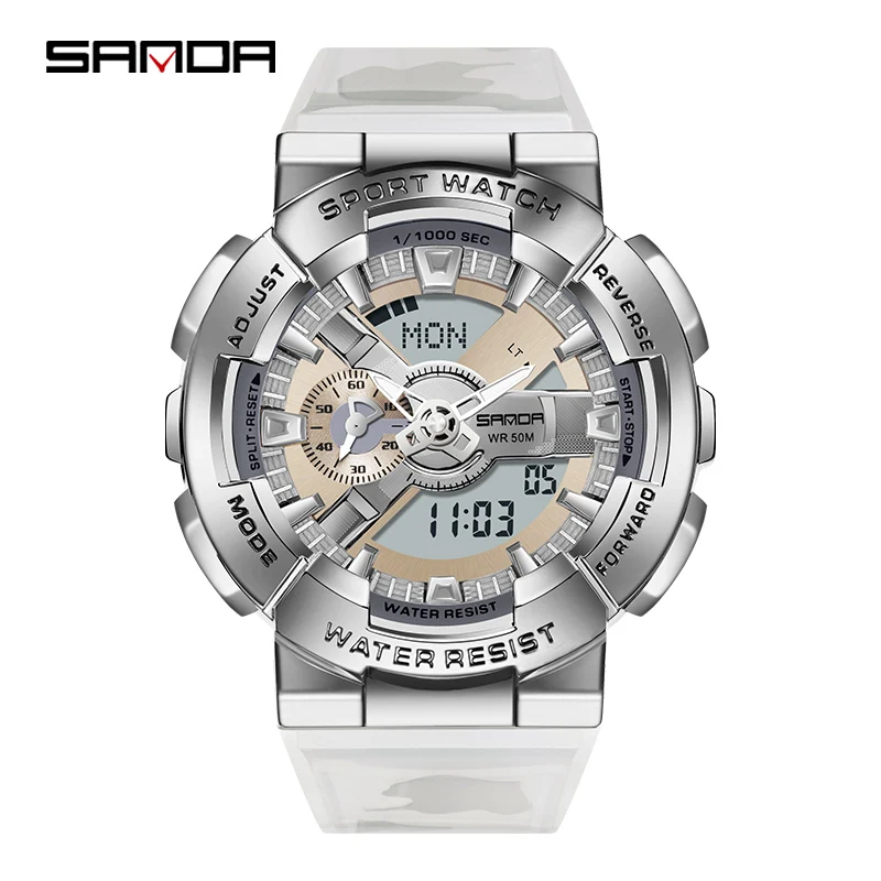 SANDA orologi da uomo Top Brand Luxury orologio cronografo multifunzionale orologio sportivo da esterno per uomo luminoso 50M impermeabile 9004