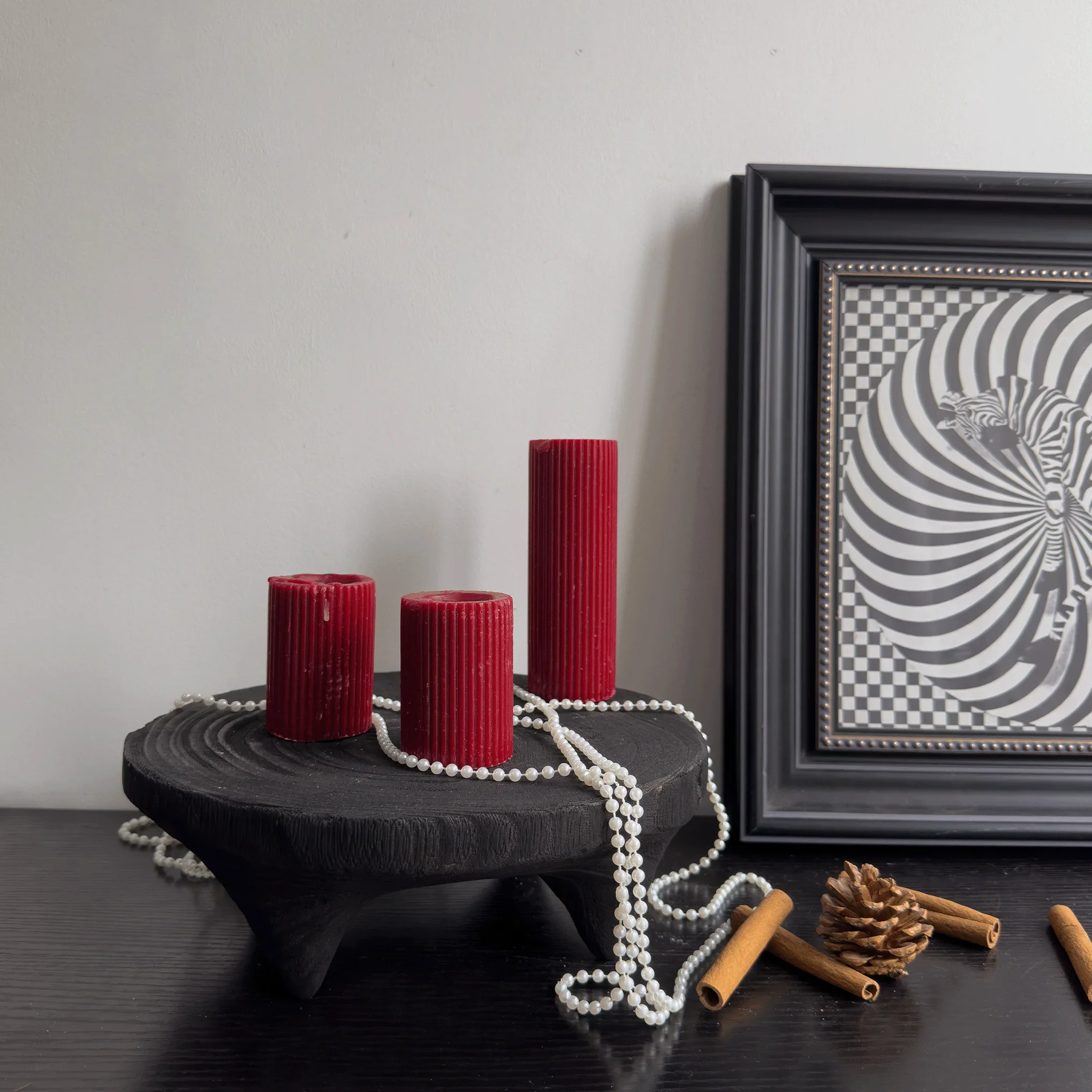 Cuencos/platos/bandejas Bandeja madera negra hecha a mano Estilo medieval para decoración mesa comedor y organización