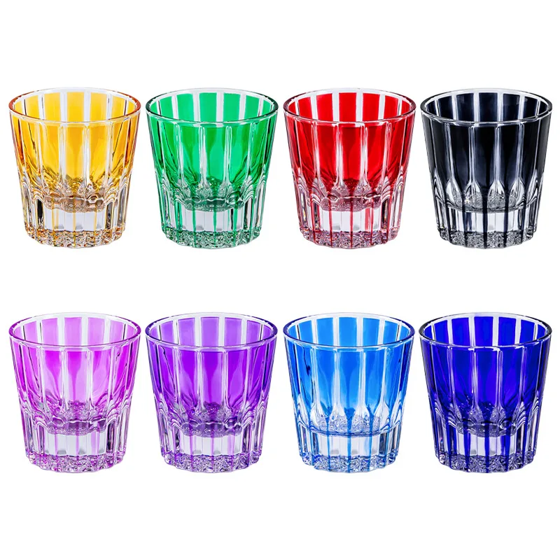 Glass Cup Transparent High Temperature Resistance Thicken Glass Cups Retro color Pattern Glasses Drinkware