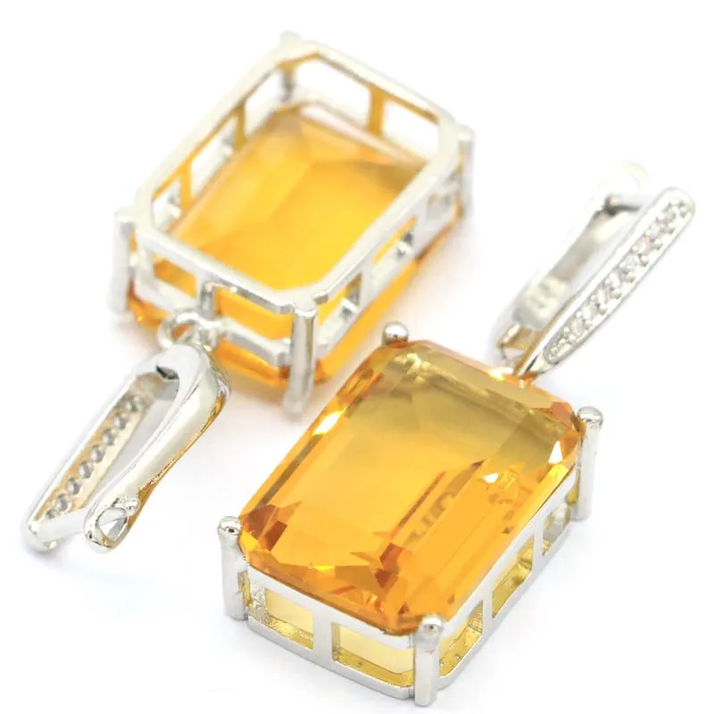 Buy 5 Get 1 Free 36x13mm Stunning 18x13mm Golden Citrine Pink Kunzite White CZ Women Daily Wear 925 Silver Earrings