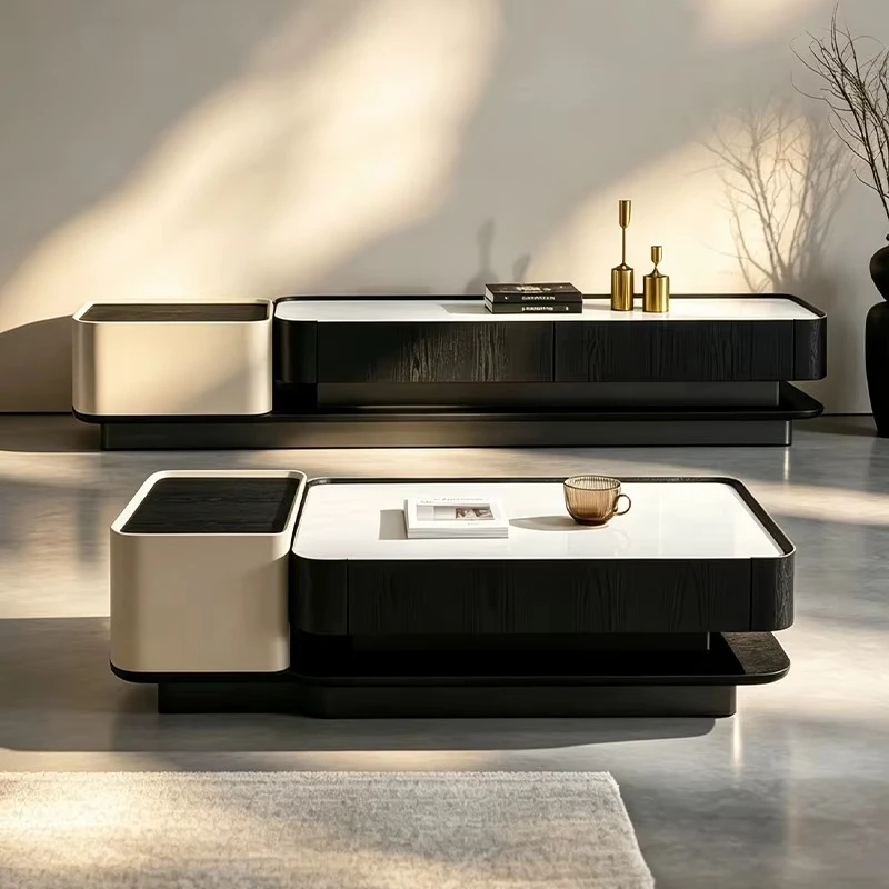 Simple stone TV cabinet Living room furniture Home TV cabinet and coffee table set