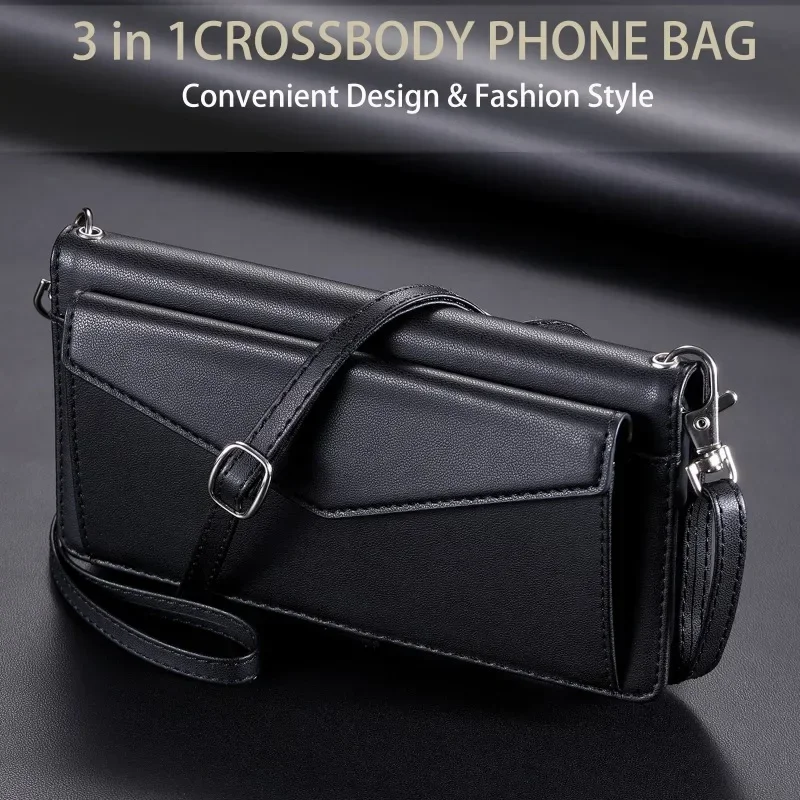 Funda Phone 16 15 14 Pro Max Wallet Lanyard Bag Case for iPhone 15 14 13 12 mini 11 Xs XR Pro Max 7 8 Plus Simple Leather Cover