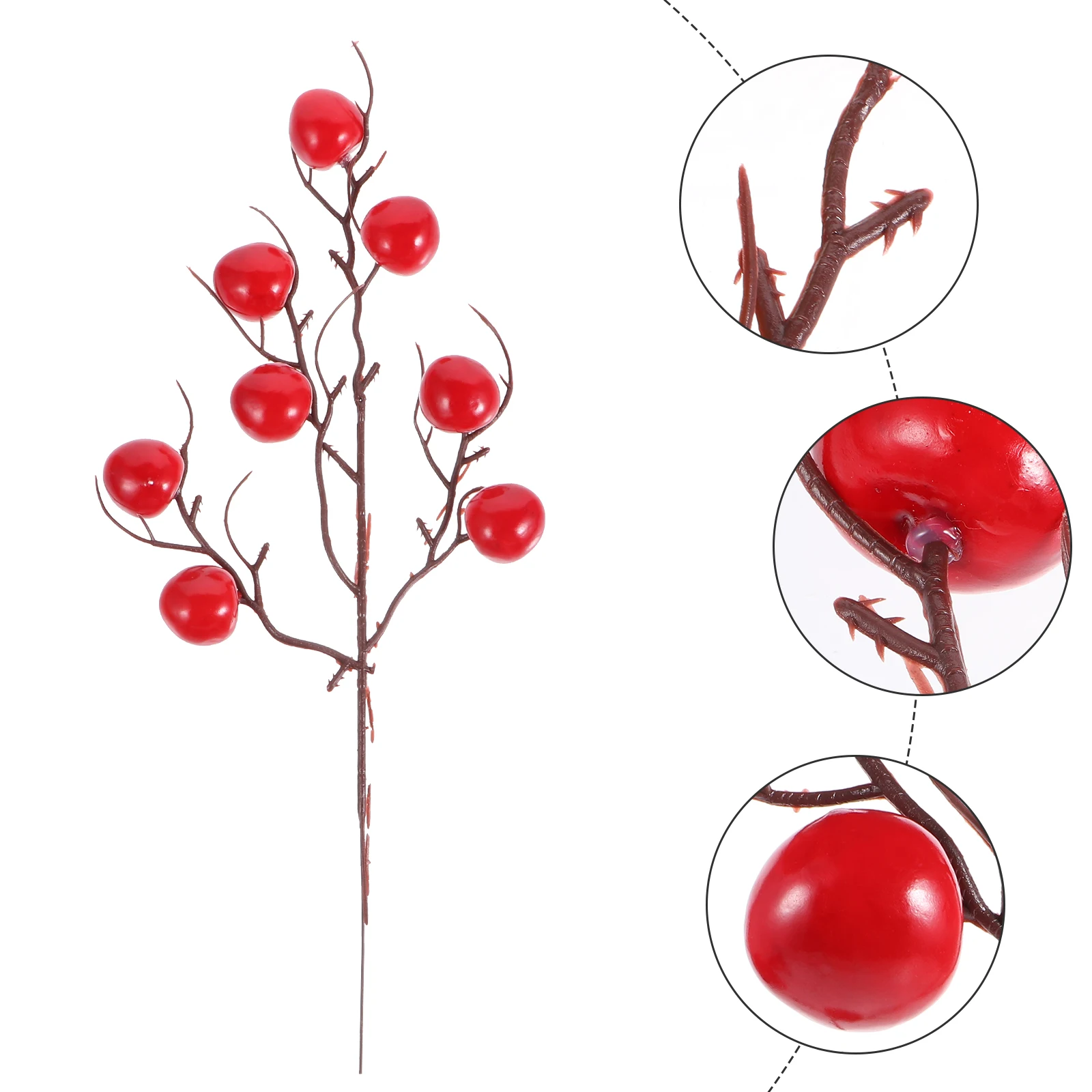 

4pcs Artificial Cherry Branches Bright Colors Unique Shape DIY Design Wedding Photo Decor Red Home Decoration Fake Berries
