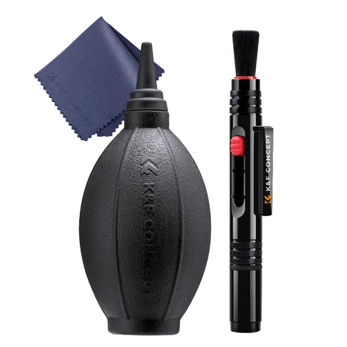 Imagen 2 del producto K&F CONCEPT Kit de limpieza de sensor de cámara 3 en 1, paño de limpieza de lápiz de lente y soplador de aire con sensor para cámara DSLR SLR