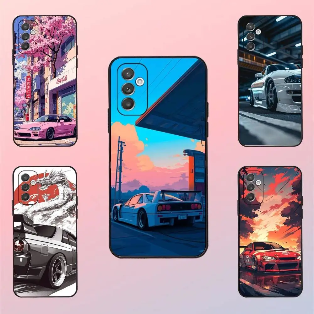 

Sports Car Tokyo JDM Phone Case For Samsung S 25,24,23,22,30,21,10,9,Ultra,Plus,Lite,FE,4,5 G Black Soft Case