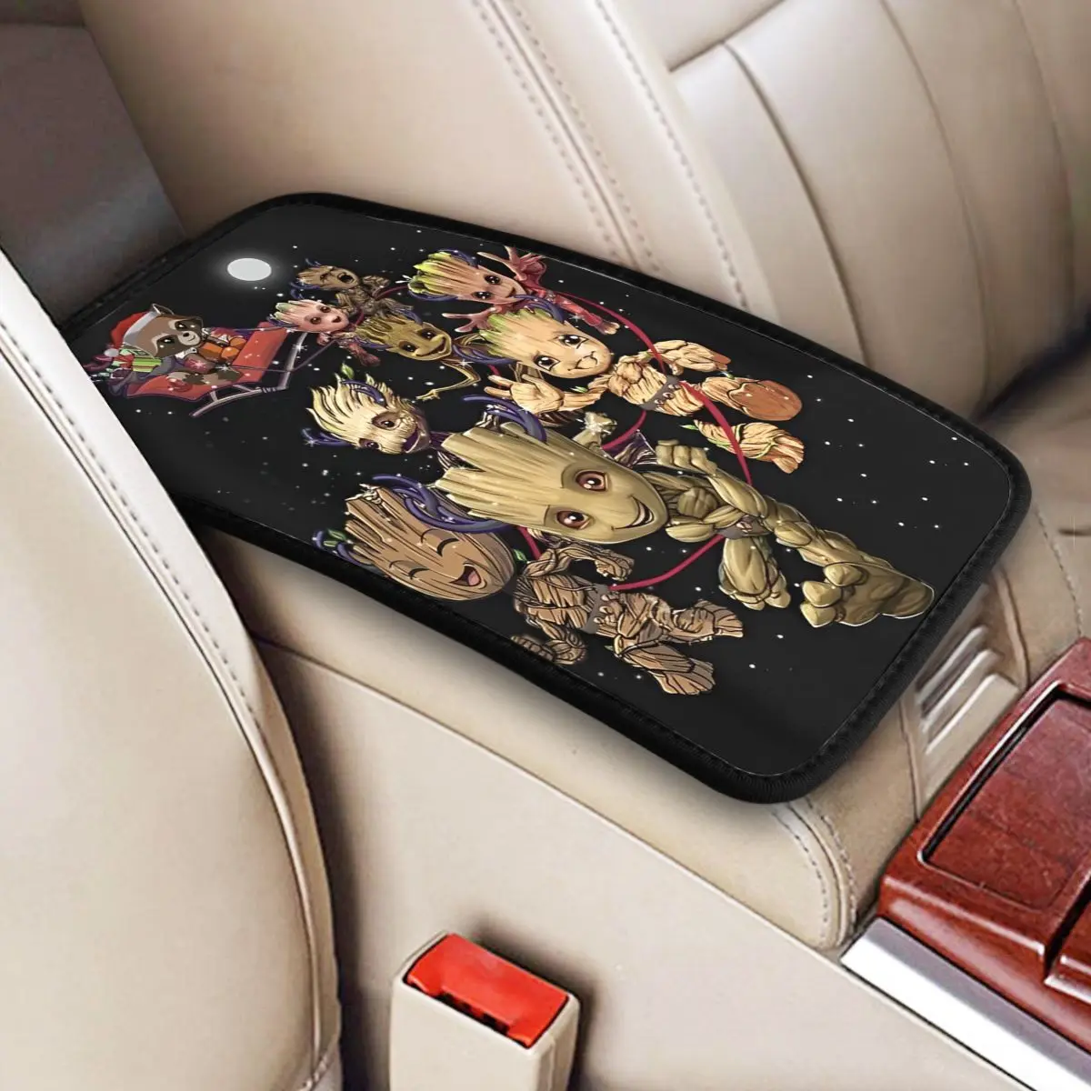 

Guardians Of The Galaxy Groot Car Interior Decor Center Console Covering Armrest Storage Box Mat For Most Vehicles