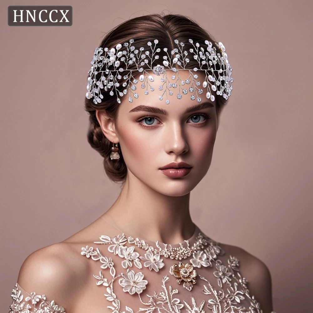 

HNCCX Handmade Bridal Headband Crystal Hair Bands for Girls Pearl Hair Accessorie Bride Headdress Headwear for Woman Party CP10