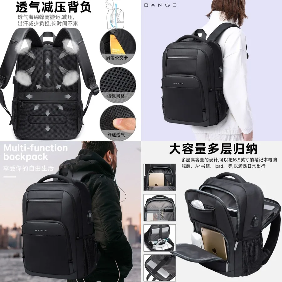 【New style】Bange new men's high-end men's backpack computer bag waterproof shoulder bag business backpack backpack