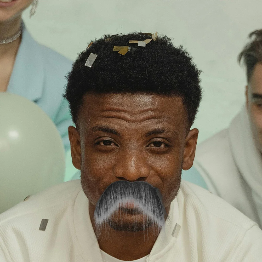 

2Pcs Realistic Fake Beard Halloween Cosplay Mustache Party Prop Lifelike Facial Hair for Masquerade and Performances