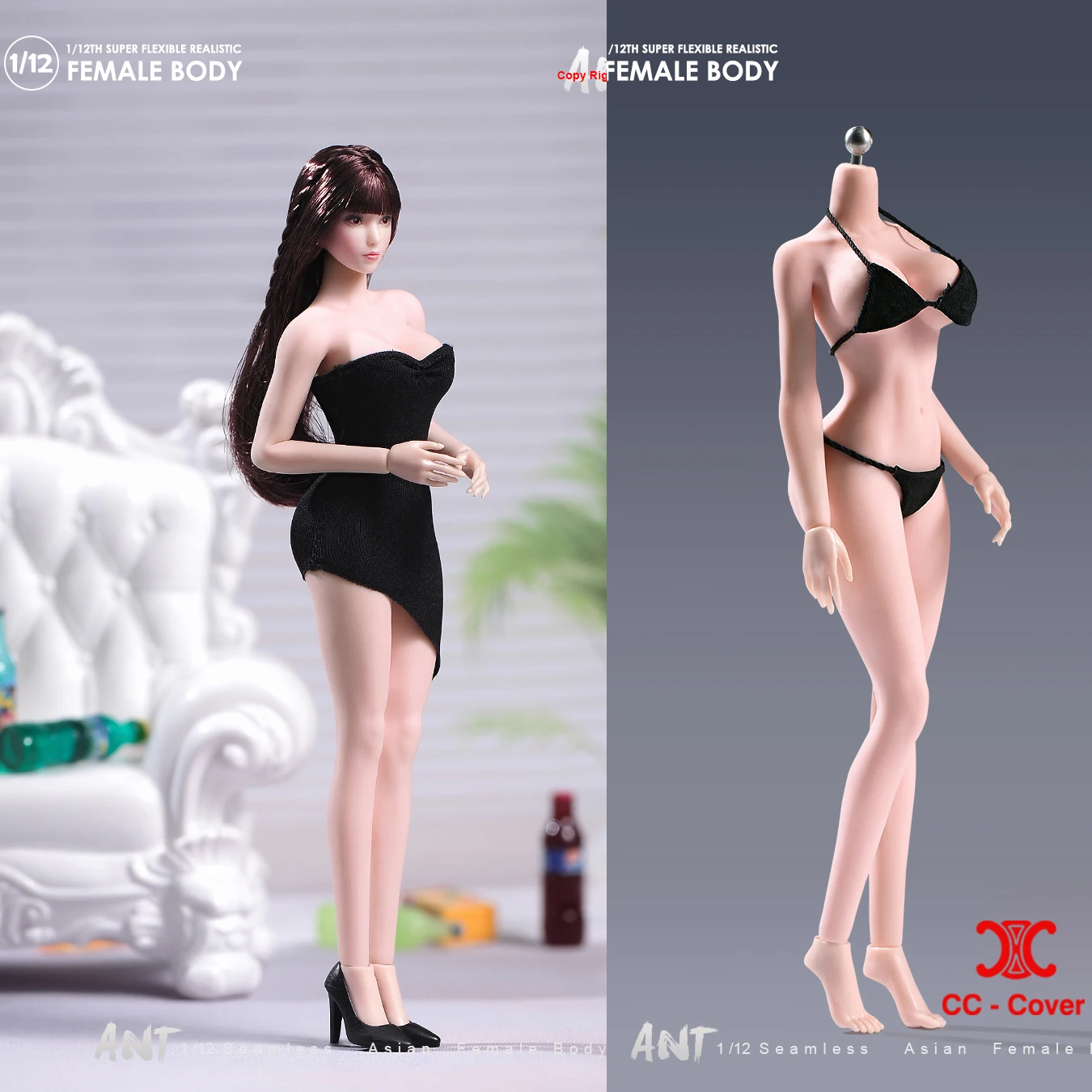 

N306 1/12 Fitness Edition Body Soft Silicone Big Chest Detachable Feet Pale/Suntan Skin 6" Female Soldier Action Figure Dolls